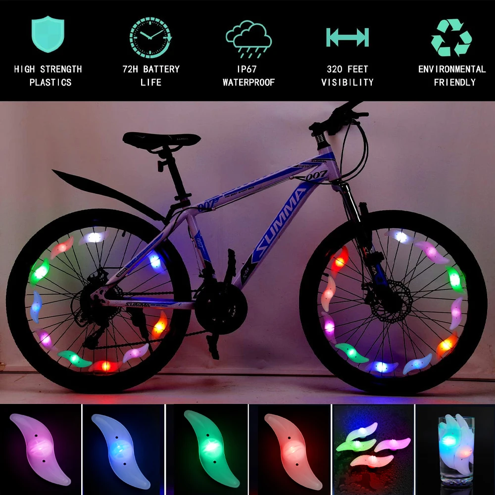 Bike Wheel Spoke Light Tire Lights 3 Mode LED Waterproof Bike Safety Warning Easy To Install Bicycle Accessories with Battery