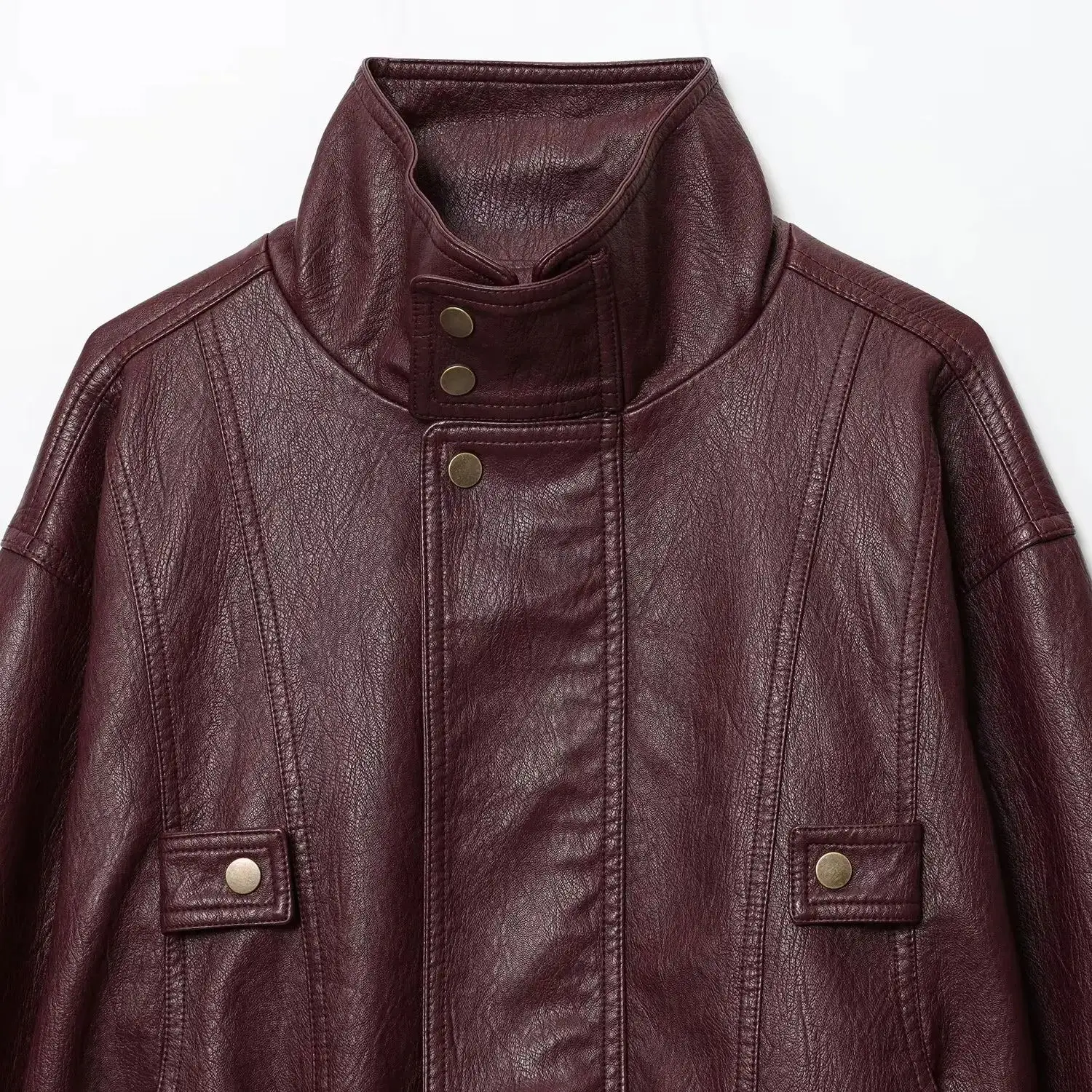 DiYiG سترة نسائية لخريف 2025 موضة جديدة متعددة الألوان من الجلد الصناعي سترة أنيقة بسحّاب للجوكر وطية صدر السترة وأكمام طويلة ملابس خارجية Mujer #4