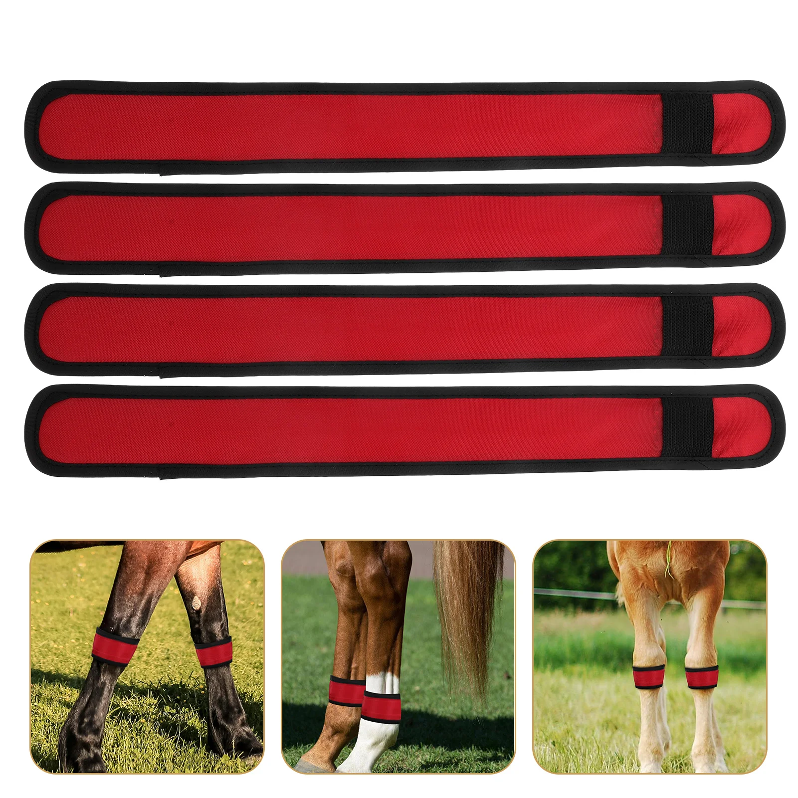 

4 Pcs Horse Ankle Strap Leggings Halloween Tack Warmers Boots Glowing Collar Cloth Cycling Bracelets Equestrian Safety Gear