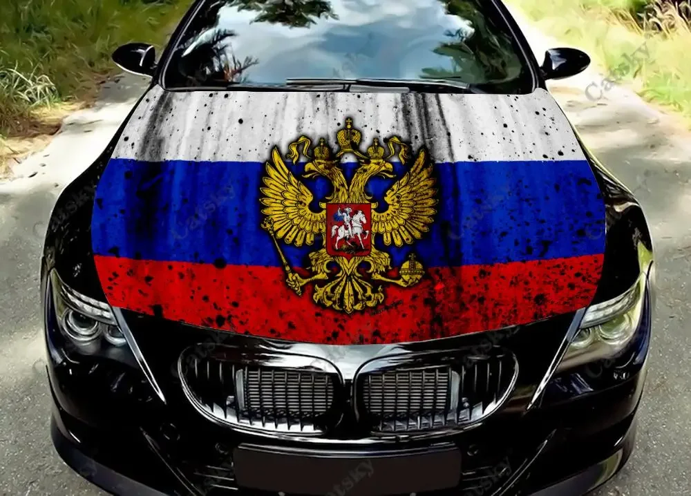 

russian flag Car Hood Wrap Color Vinyl Sticker Decal Truck Graphic Bonnet Custom Car Decoration Stickers