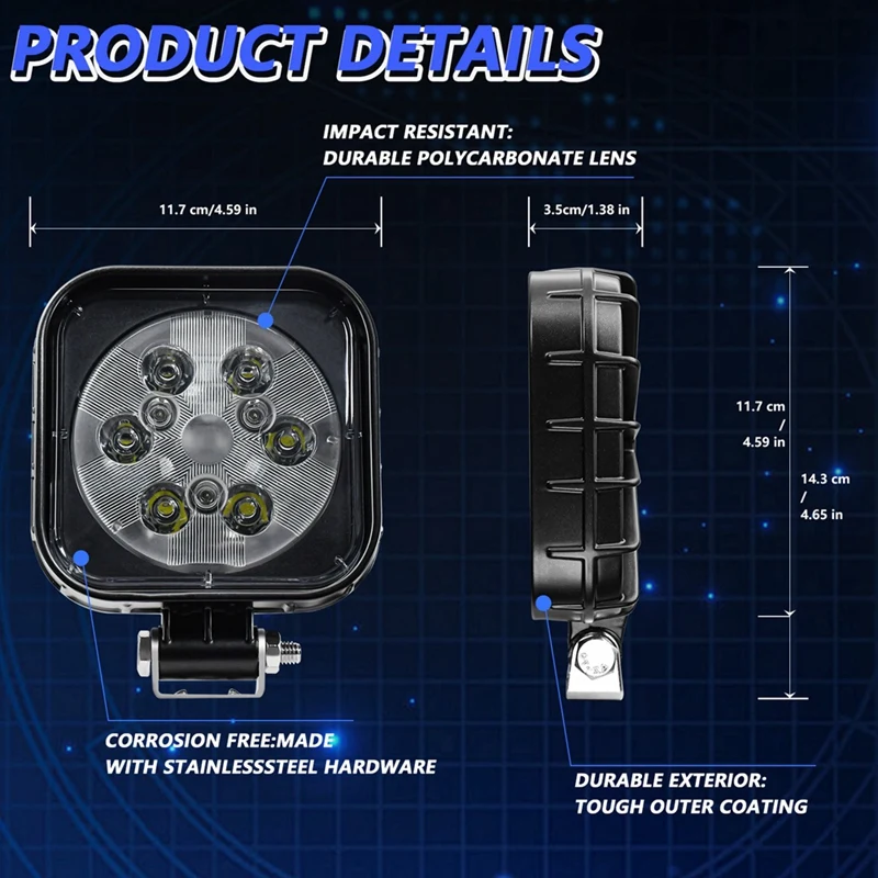 LED Light Pods Rectangle LED Light Auxiliary Vehicle Work Light 160W LED Headlight For Car Truck ATV SUV Off Road