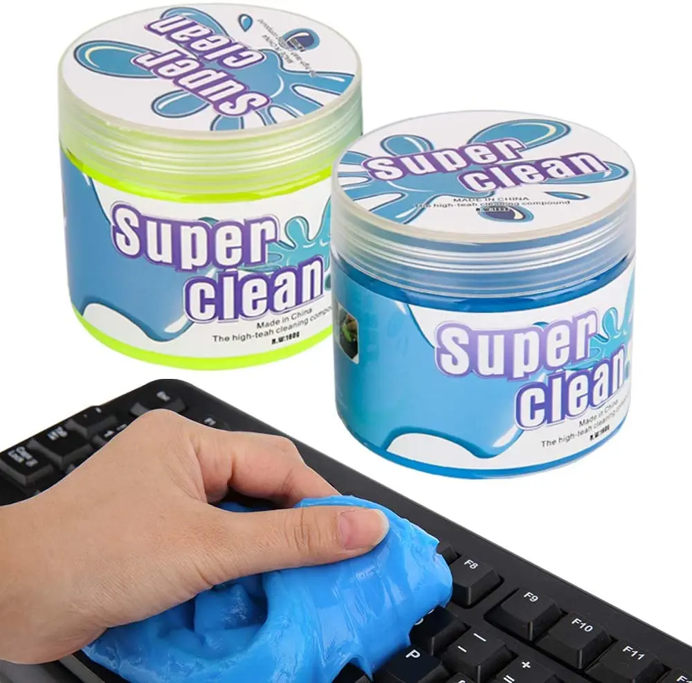 2 Gói Màu Xanh + Vàng Bàn Phím Bụi Làm Sạch Gel Vinyl Kỷ Lục Làm Sạch Putty Đối Với Xe Dash Bàn Phím Cleaner Gel