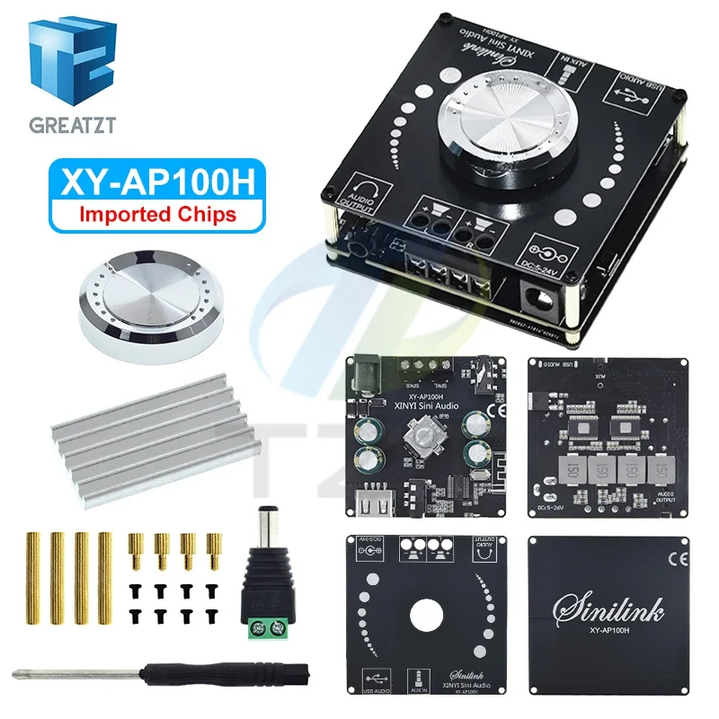 XY-AP100H 100W+100W Dual TPA3116D2 Bluetooth 5.0 Stereo Audio Digital Power Audio Amplifier Board AMP Amplificador AUX USB APP