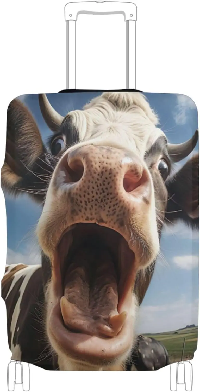 

Cow Portrait Funny Suitcase Covers for Luggage Protectors Anti-scratch Flower Travel Luggage Sleeve for Women
