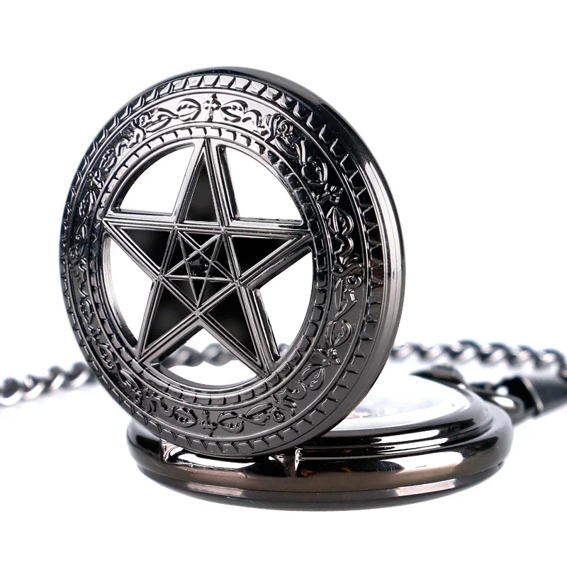 Vintage Pocket Watch Hollow Out Pentagram Design Steampunk Hand-winding Mechanical Clock for Men Women FOB Chain Gifts