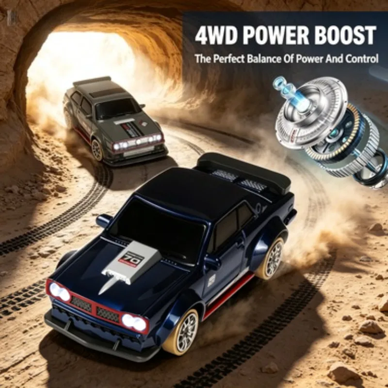 1:63 4WD RC Drift Car Full Proportional Steering Throttle Gyro LED Lights Spare Drift Tires  Remote Control Hobby Car For Adults view 3
