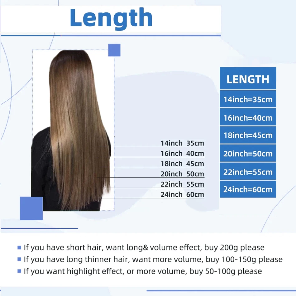 人毛クリップ式エクステ 多色展開 100g クリップ式エクステ 本物の人毛 ストレート レミーヘア 18インチ 6ピース