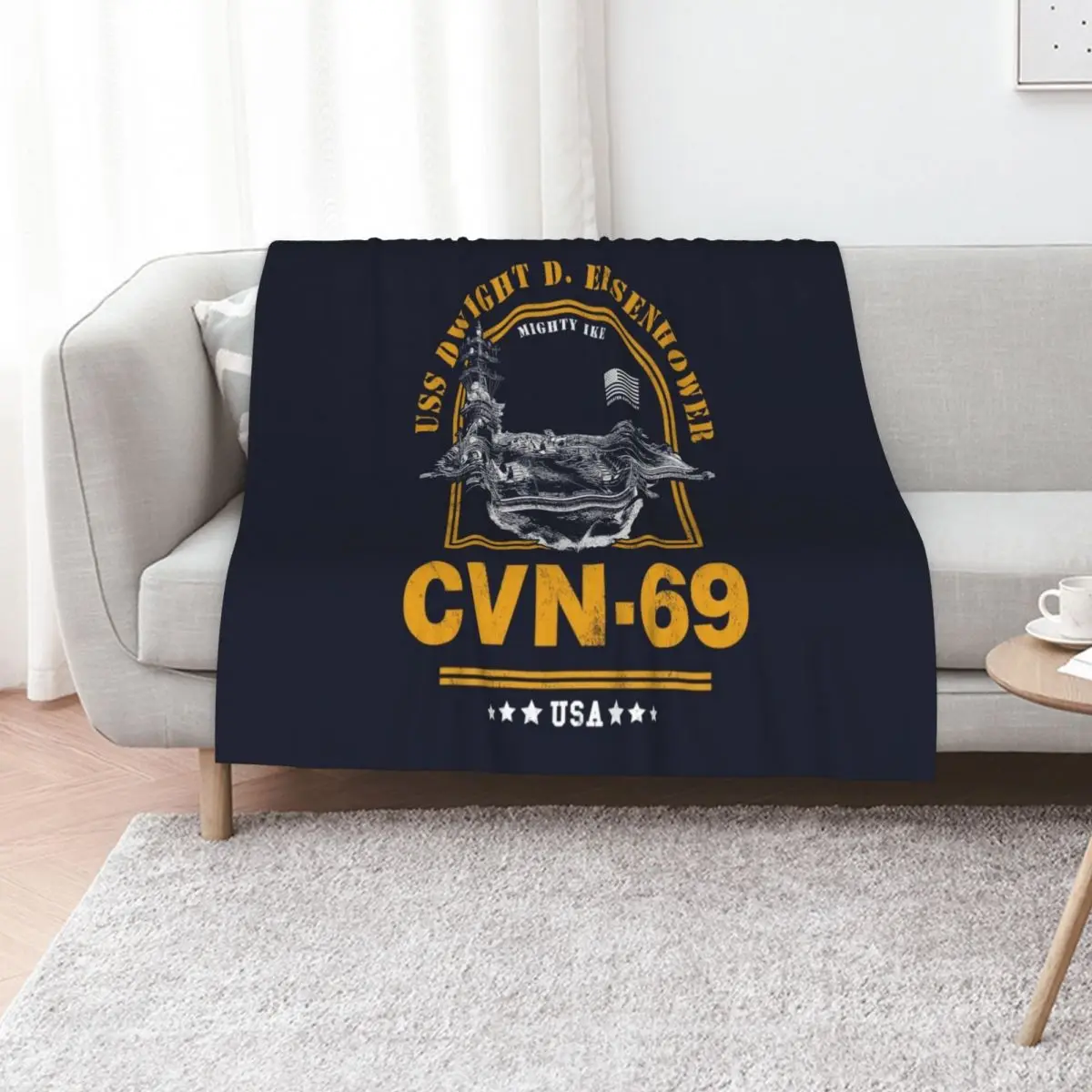 

CVN-69 USS Dwight D. Eisenhower Throw Blanket Hair Camping Luxury Designer Hairys Blankets