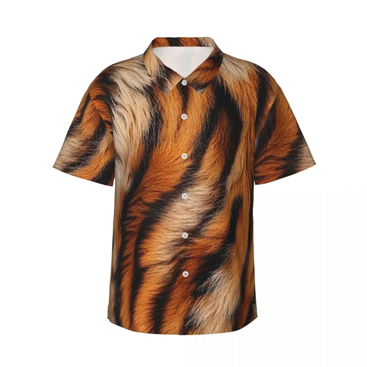 

Tiger Skin Men's Shirts Hawaiian Short Sleeve Shirt Fashion Lapel Tops for Summer Beach