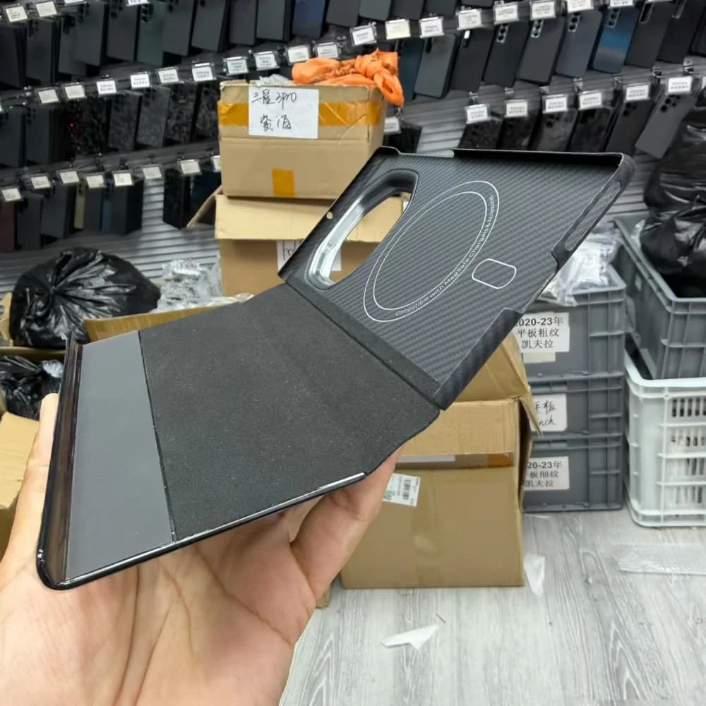 

Slim Matte Aramid Carbon Fiber Window View Flip Case for Huawei Mate XT XTS Wireless Charging Cover