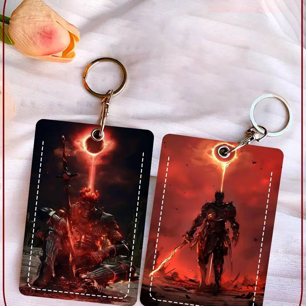 Classic Game D-Dark Souls 3 Anime Fashion Leather Card Keychain ID Bus Door Card Case Perfect Adult Birthday Gift