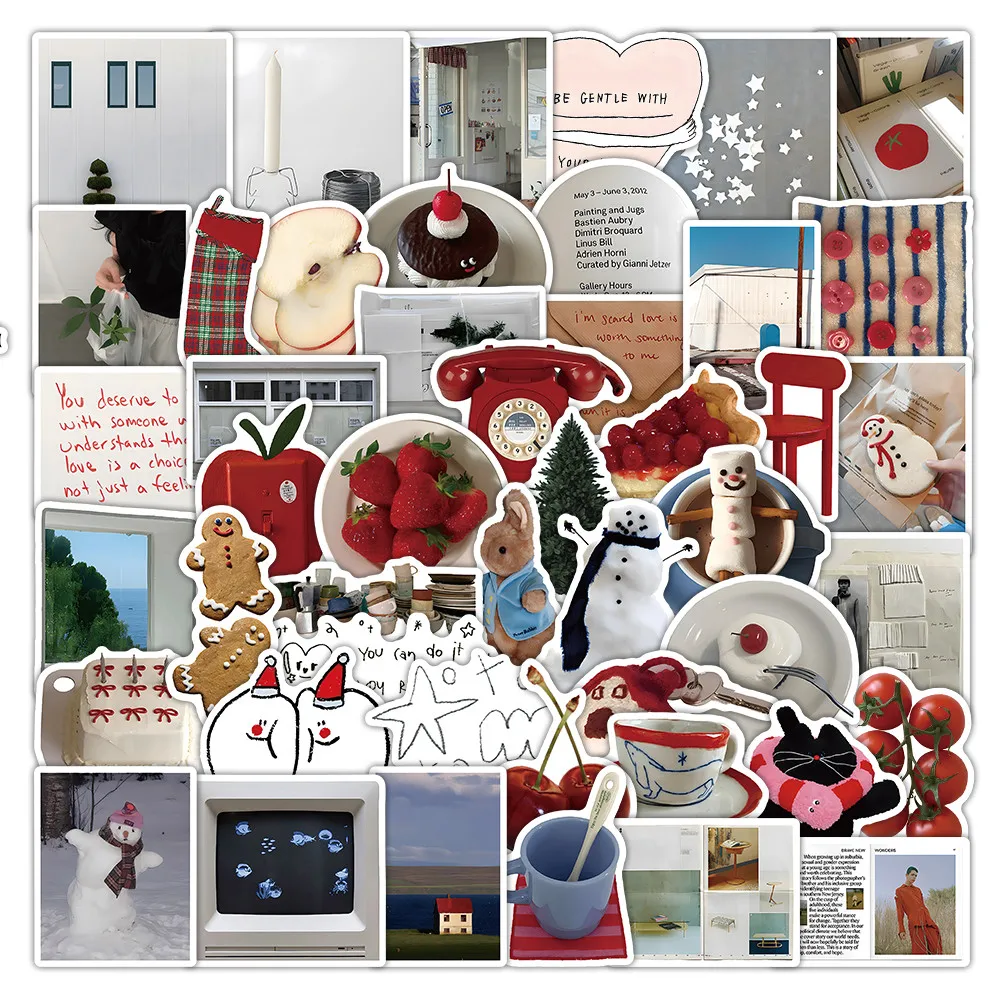 52 Pcs Cream Korean Style Sticker Set - Soft Aesthetic Decals for Journal & Phone Case Decor AnimeWorlds Store