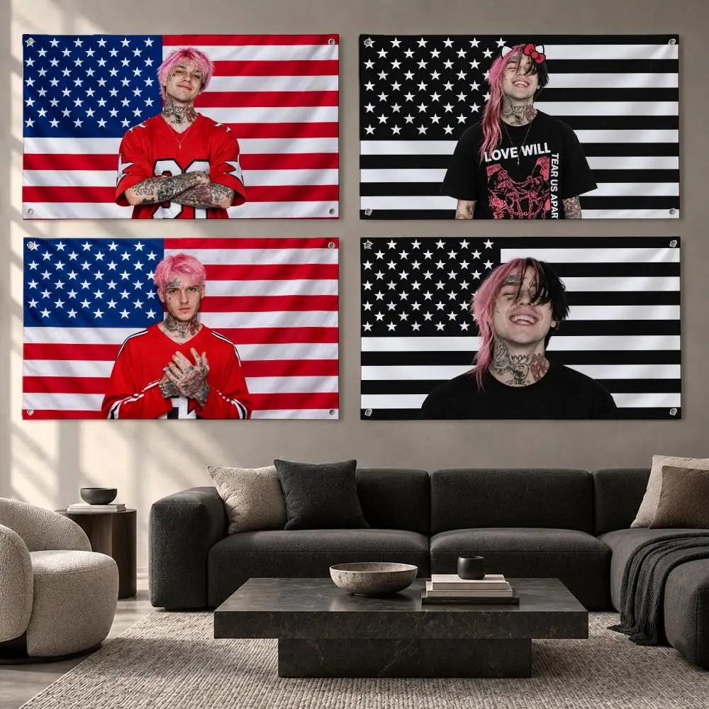 Rapper Lil Peep Flags Fabric Pennant Banner, Apt Wall Decor, Living Corner, Bedroom, Studio, E-sports Room