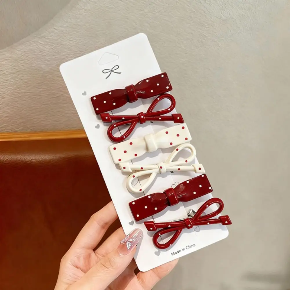 6 قطعة/المجموعة الأزياء الحلو البيضاوي القوس مشبك شعر ملون البولكا نقطة منقار البط مقاطع دبابيس الشعر إكسسوارات الشعر #4