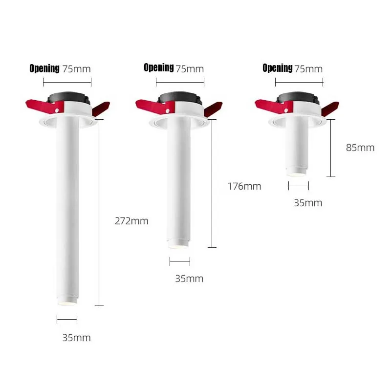 Imagem -03 - Distância Focal Ajustável Led Spotlight Luz Tubular Alta Incorporado Ponto Zigbee Pequeno Ra95 85 mm 176 mm 272 mm 372 mm