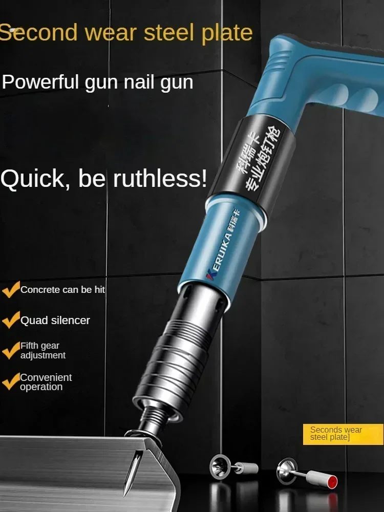 Professional Concrete Ceiling Tool: Quiet Air Nail Gun with Mini Steel Nailer for Hanging ceiling