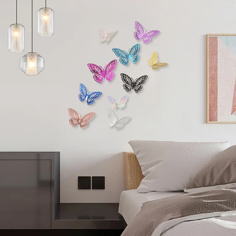 

12Pcs 3D Hollow Butterfly Wall Decal Mirror Wall Stickers For Kids Room Home Wall Decoration Fridge Sticker Wedding Party