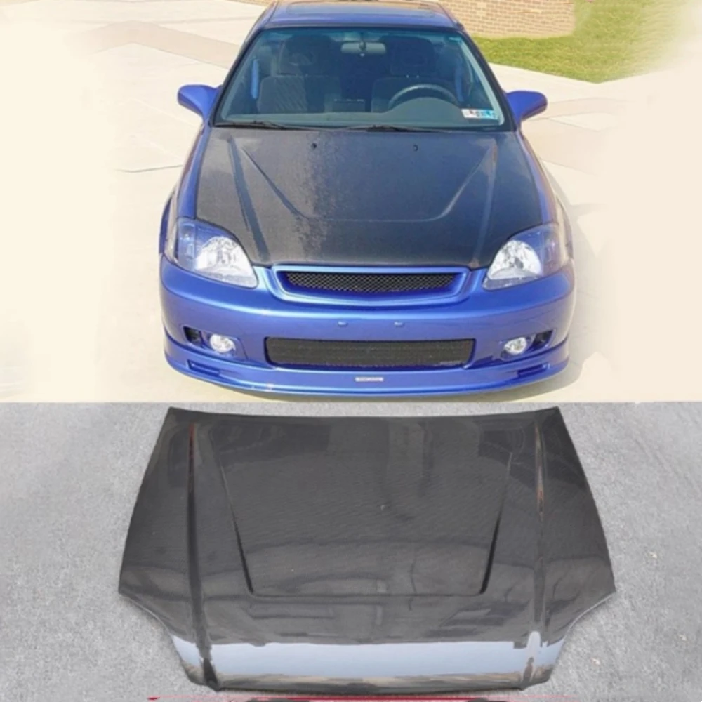 

Carbon Fiber Front Engine Hood Engine Cover Light Weight Bonnet For Honda civic EK9 Modified New Style Auto Accessories