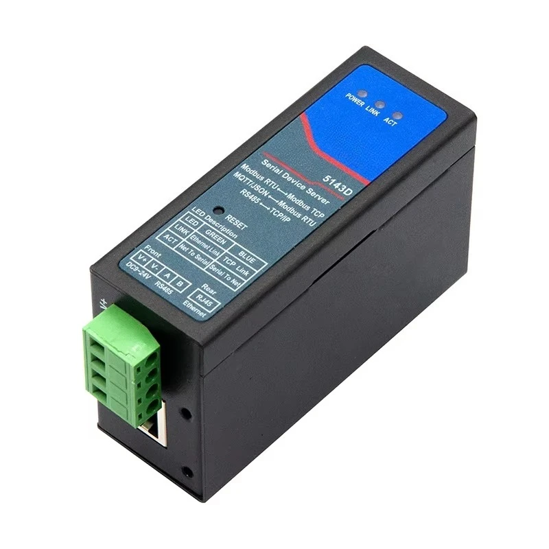 5143D Small Size Din Rail Mounted Modbus RTU TCP Ethernet One Serial Port IoT Applications Modbus Communication Networking