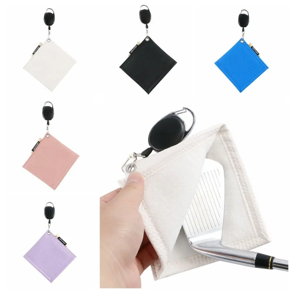 Square Golf Towel with Carabiner Hook Water Absorption Golf Club Towel Microfiber Clean Golf Balls Cleaning Towel Golf Club Head