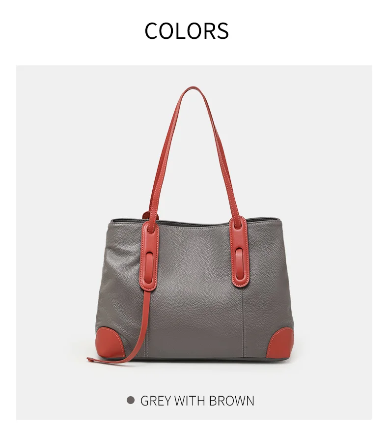 Echte Leder-Damenhandtasche, Große Kapazität Shopper-Tasche, Neue 2026 Mode-Schultertasche für Frauen, Rindsleder-Shopper, Große Tasche – Detail 5
