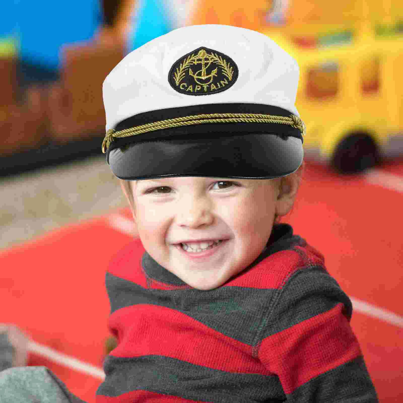 Hats Captain Decoration Captains for Outdoor Decorate Sailor Cosplay White Child