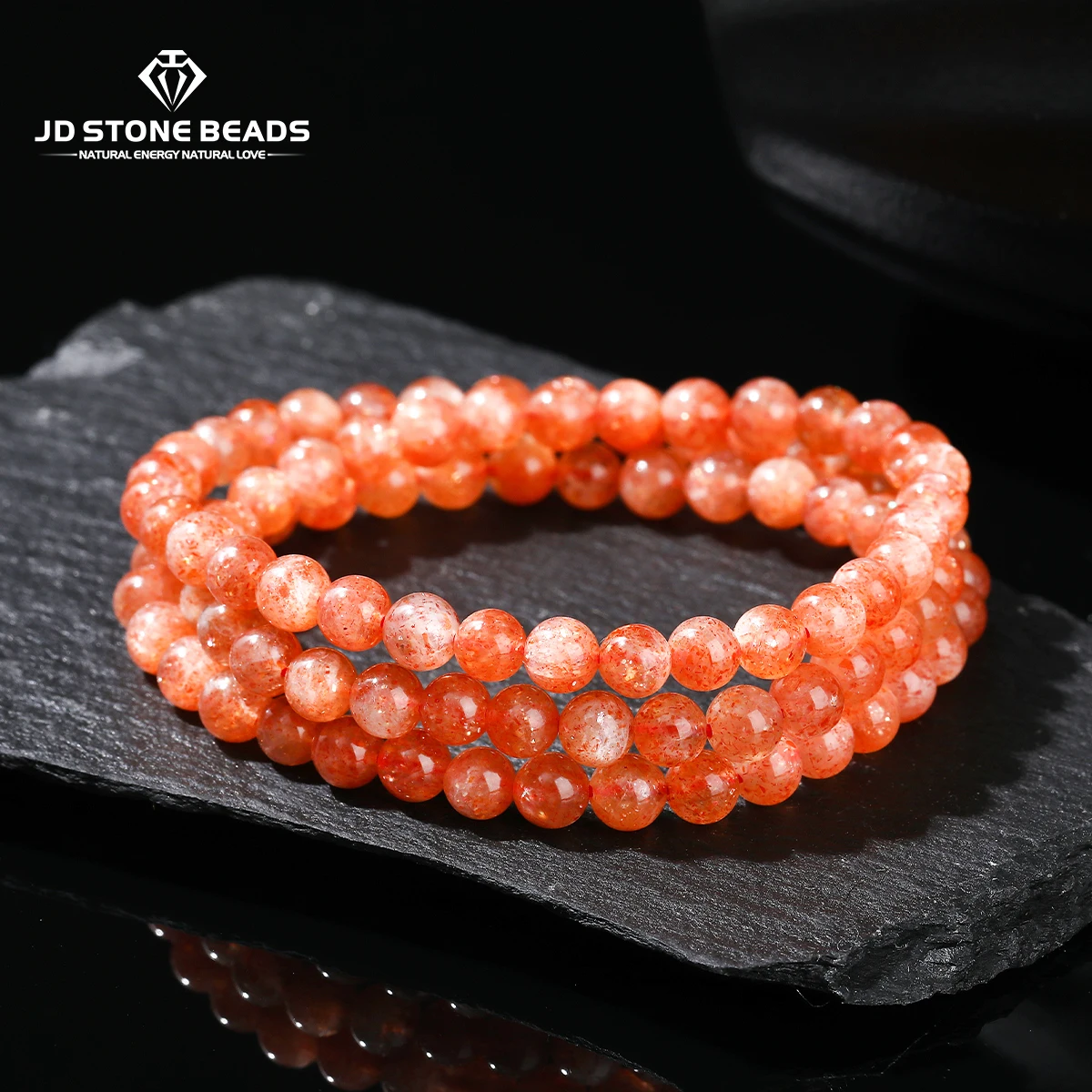 

JD 7A Luxury Natural Golden Suntone Multi-layer Charm Bracelets Women Genuine Gemstone Bead Handmade Stretch Power Healing Gift
