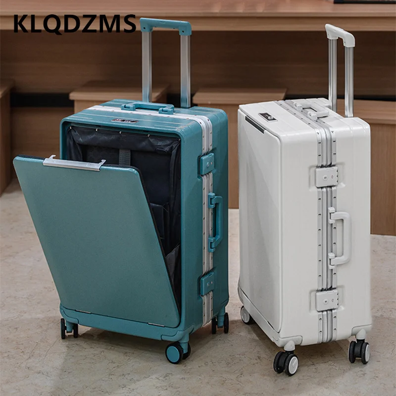 KLQDZMS Laptop Luggage Front Opening Boarding Case Aluminum Frame Trolley Case Multifunctional 20