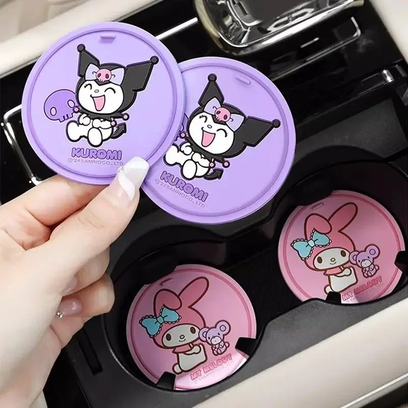 Sanrio kuromi car water cup anti-slip mat storage tank decorative mat cute cartoon Cinnamoroll My melody car accessories gift
