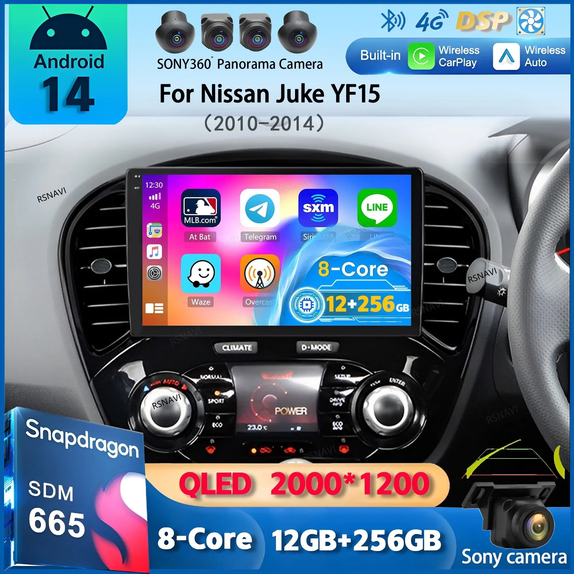 

Android 14 Carplay Car Radio For Nissan Juke YF15 2010 2011 - 2014 Navigation GPS Multimedia Player WiFi+4G stereo DSP Video BT