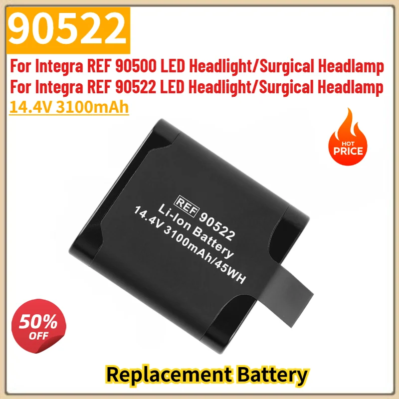 

100% New 14.4V 3100mAh 90522 High Quality Replacement Battery for Integra REF 90522 90500 BAT1001 ND2054LS31 Surgical Headlamp