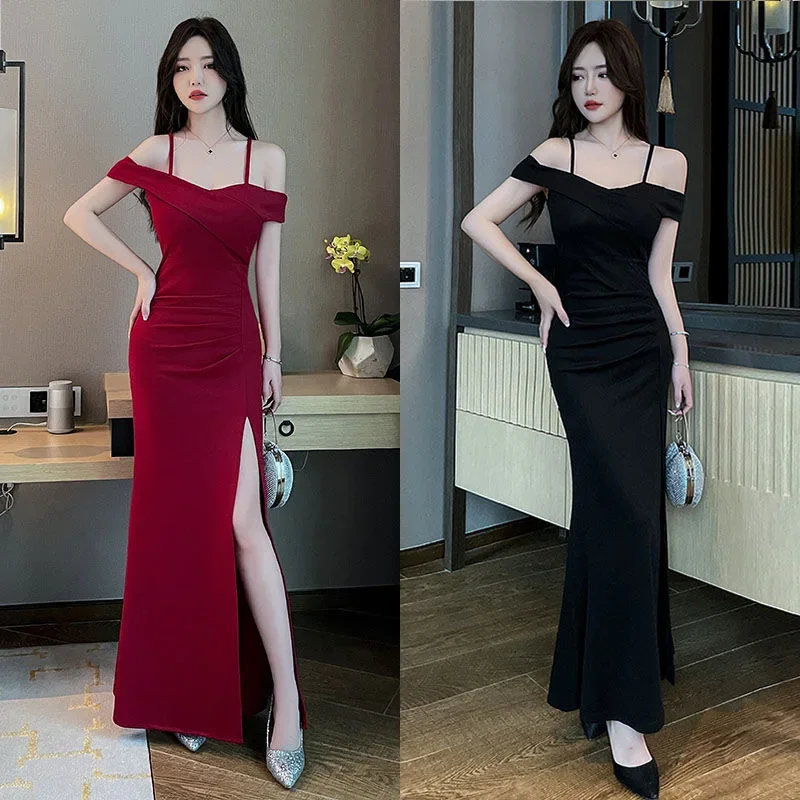 

Hot sale No. 87 Sexy slit dress, slimming suspenders, slimming fashion dress, evening dress