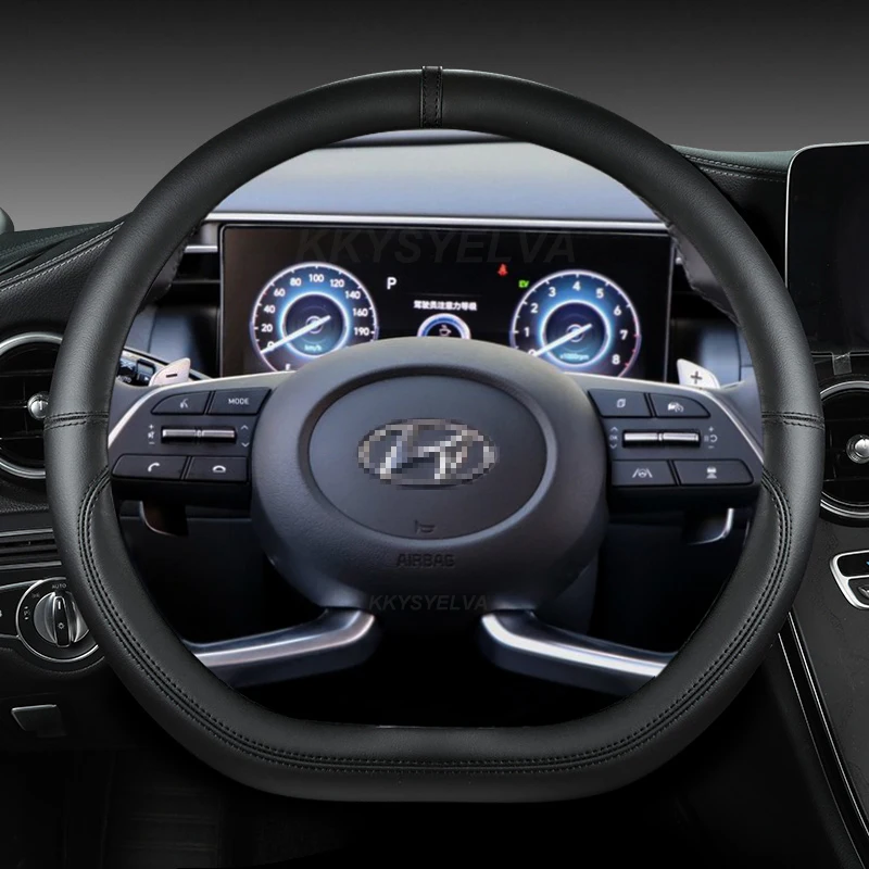 PU Leather Car Steering Wheel Cover For Hyundai Tucson 2021 2022 NX4 Elantra 2020 Sonata 10th 2020 2021 2022 Auto Accessories view 4
