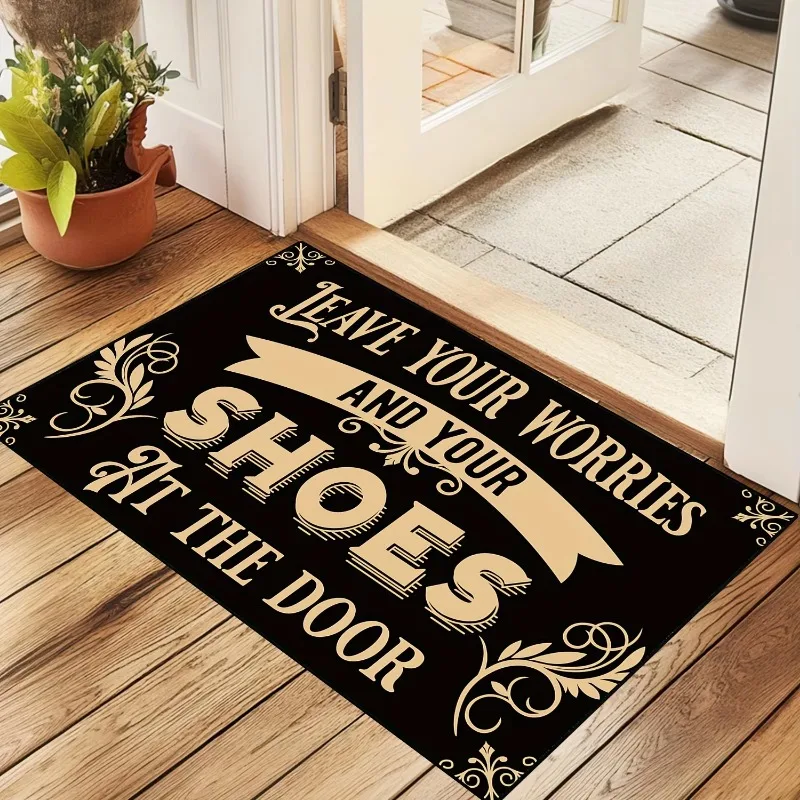 Leave Worries Shoes Outside Doormat Tech Fabric Diatom Mud Non Slip Welcome Entrance Floor Mat Indoor Front Door Entryway