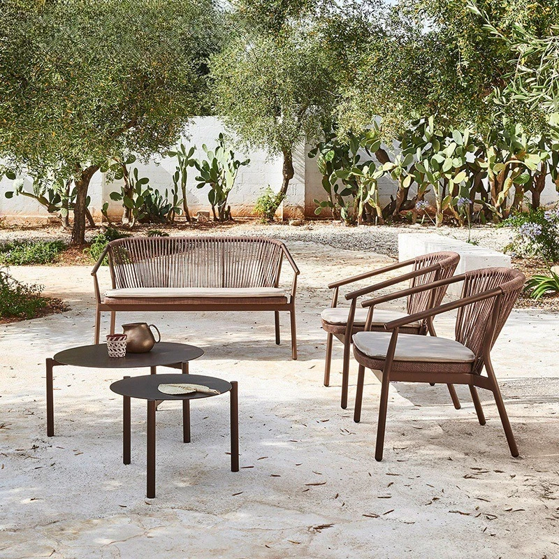 

Outdoor rattan tables and chairs leisure courtyard outdoor waterproof sunscreen balcony tables and chairs hotel creative garden