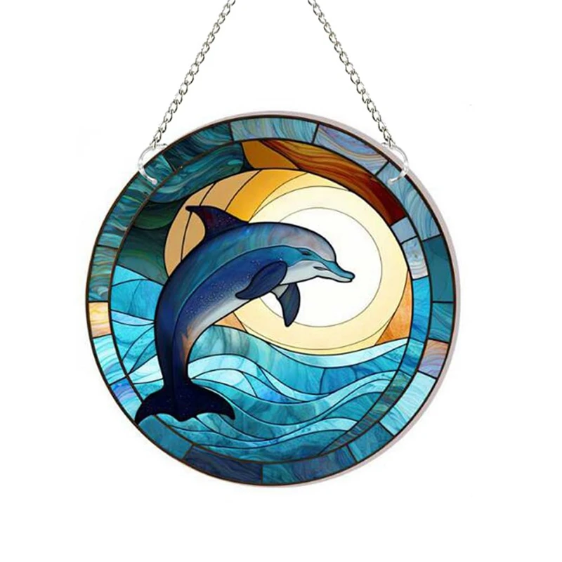 

Ocean Themed Decor Hanging Dolphin Gifts With Chain,For Indoor Outdoor Decor,(11.8In)