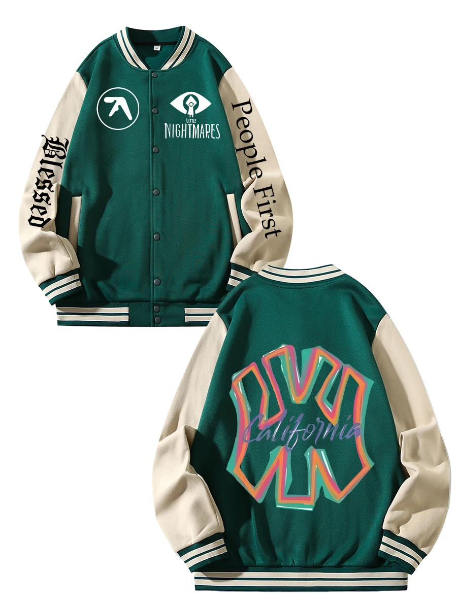 

Черная, синяя, зеленая, двусторонняя бейсбольная куртка унисекс с рождественским принтом XS-XXL, уличное пальто, теплая флисовая мягкая куртка