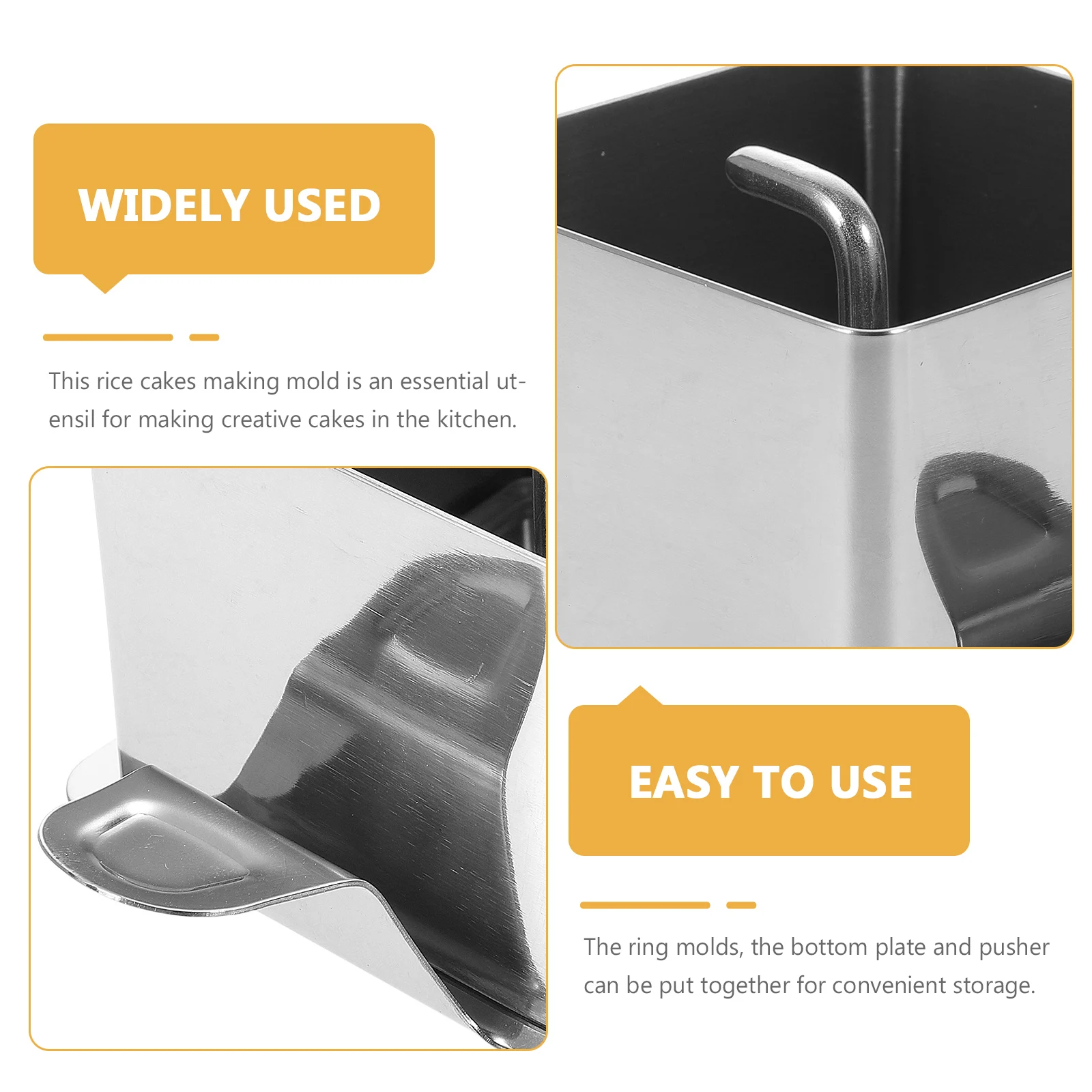 

1 set DIY Rice Mold Stainless Steel Mousse Maker Cake Cake Mousse Mold Baker Sushi Kit Kids Rice Cakes Baking Tool Square