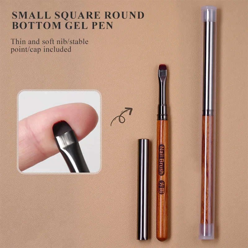 KANIU Japanese Professional Short-Bristle Wood Gel Painting Brush Square-Round High-End Sandalwood Brush Base Gel False Tip Pen