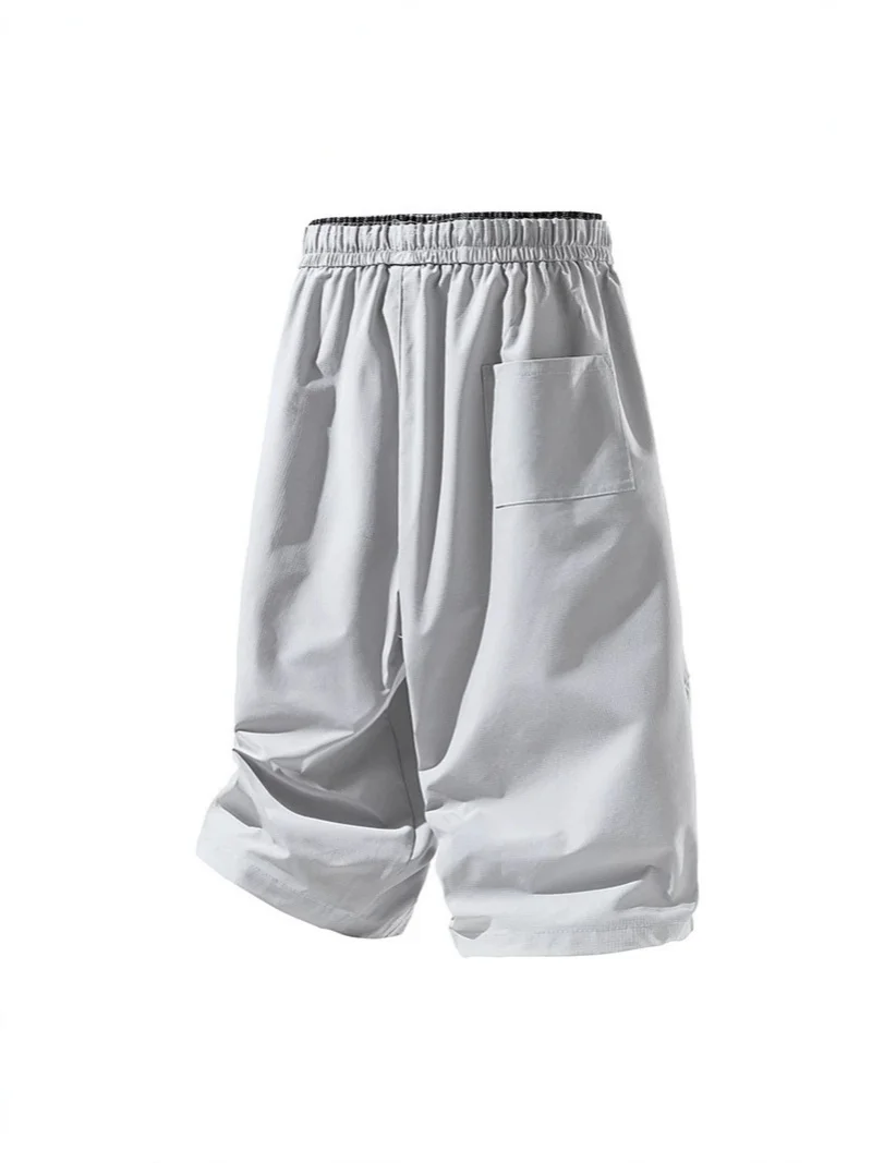 Men's Summer Thin Ice Silk Quick Dry Casual Sports Shorts Loose Straight Leg Cool Feeling Cropped Pants
