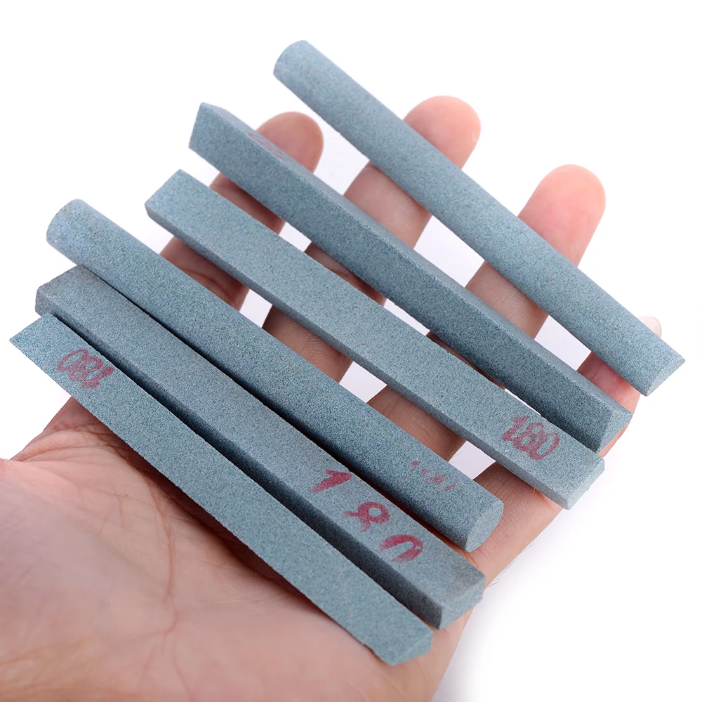 

6Pcs 180# grit Green Carbon Multi-shape Whetstone Sharpener Oil Stone Knife Polishing Stone for Glass Jewelry Ceramic