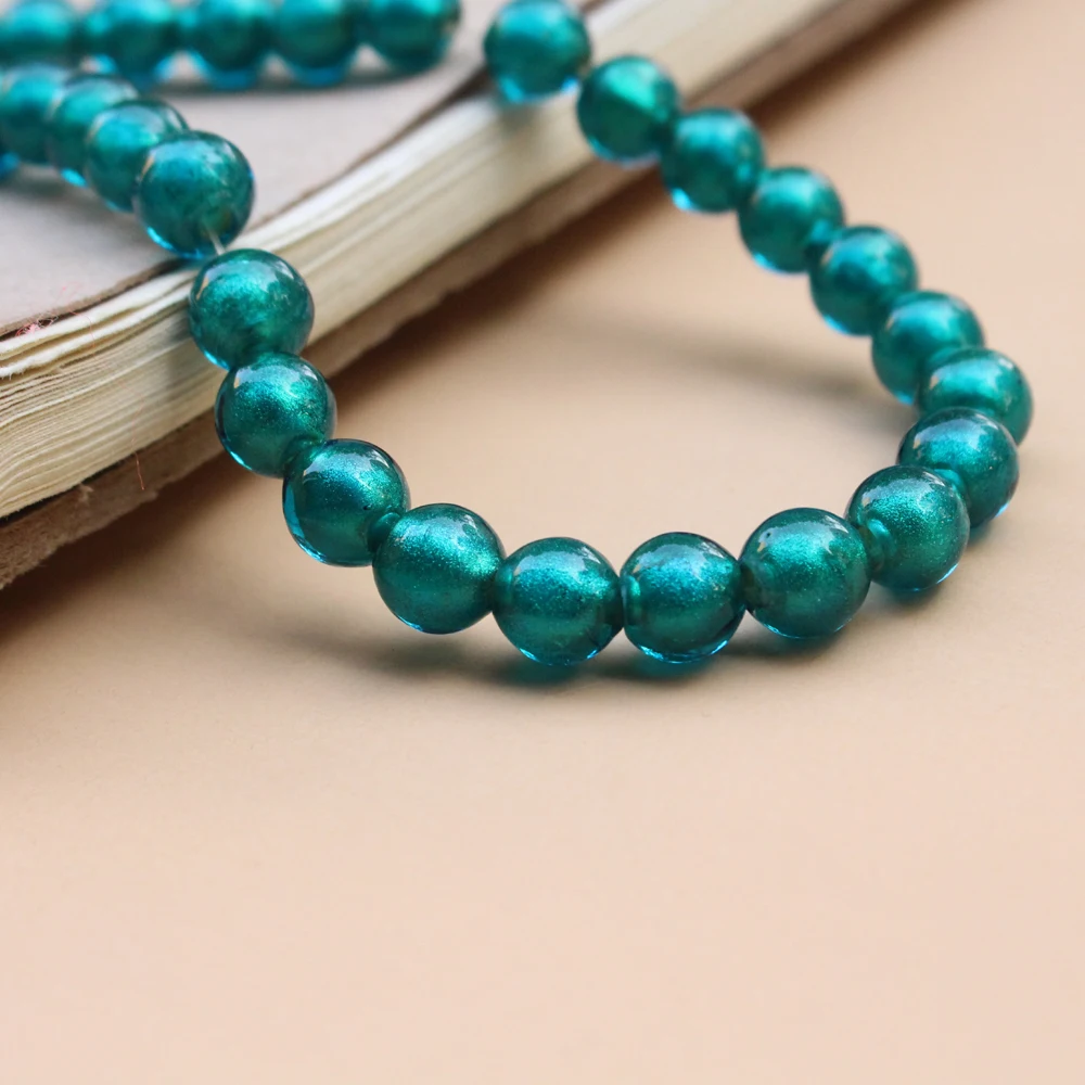 8mm Handmade Colorful Lampwork Glass Beads Round Shape Blue Pink Fashion Mix Loose Bead for Jewelry Making DIY Accessories Pearl