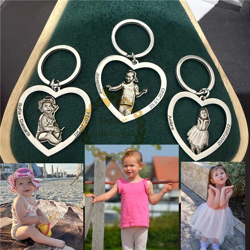 customized Heart keychain ,Family Keychain Custom: Upload Your Family Photos & Cherish Moments Custom Family Photos Keychain