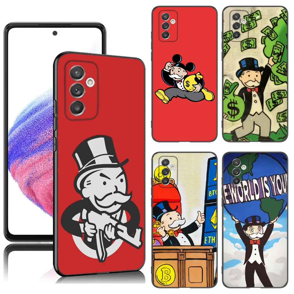 Dollar Alec Monopoly Man Phone Case For Samsung S24,23,22,30,21,10,9,Ultra,Plus,Lite,FE,5G Black Soft Case