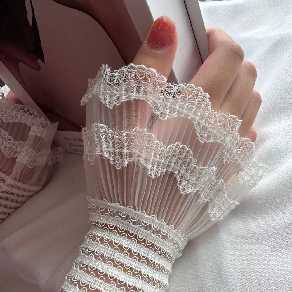 Victorian Detachable Sleeves Cuffs Solid Color Costume Accessory Fake Sleeves Cuffs Lace Ruffled Wrist Stage Performance