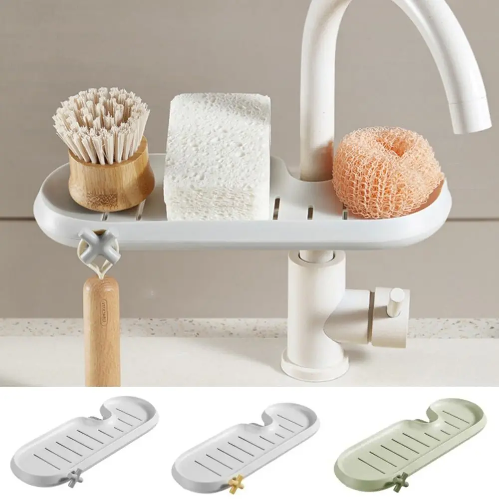 Plastic Faucet Drainer Rack Hanging Rust-resistant Faucet Sponge Holder Efficient Drainage Adjustable Faucet Storage Rack