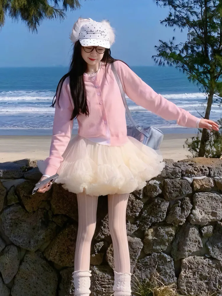 MAGOGO Short Tutu Skirts Female Adult Heavy Industry Multicolor Mesh Petticoat Ballet Style Fluffy Princess Cake Skirt