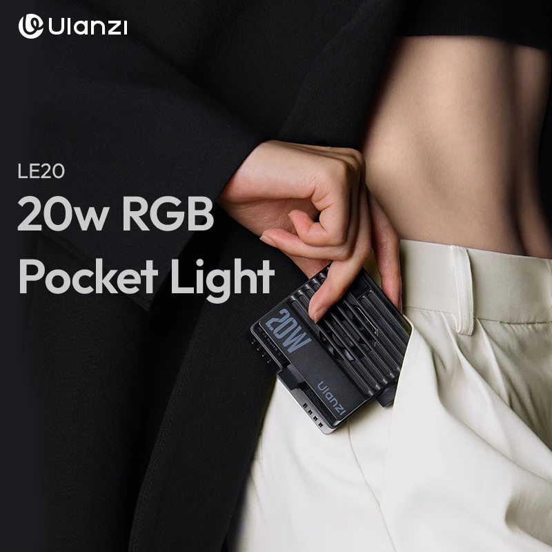 Ulanzi LE20 20W RGB Pocket Light Full Color CRI 95+ with Type-C Charging for Portrait Food Still Life Photography Livestreaming