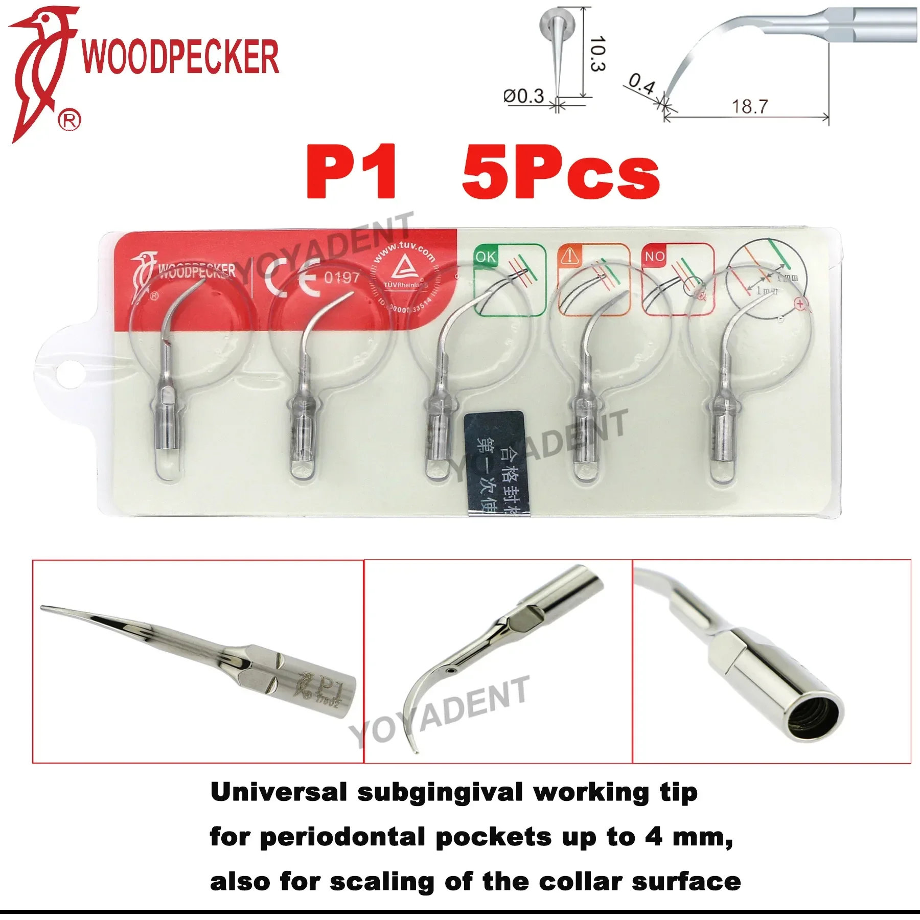 Woodpecker DTE Tips Dental Ultrasonic Scaler Tips Periodontics Tips Fit EMS NSK SATELEC ACTEON Scaler Handpiece Narzędzia stomatologiczne