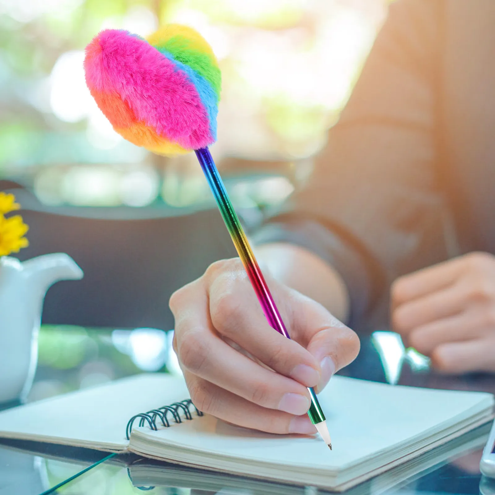 

6Pcs Heart-Shaped Pom Pom Ballpoint Pen Cute Writing Tool for Students Professionals Artists Smooth Ink Comfort Grip Novelty